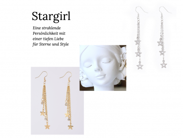 Ohrringe Sterne Stargirl Zirkonia vergoldet Geschenk Teenager Freundin Frau